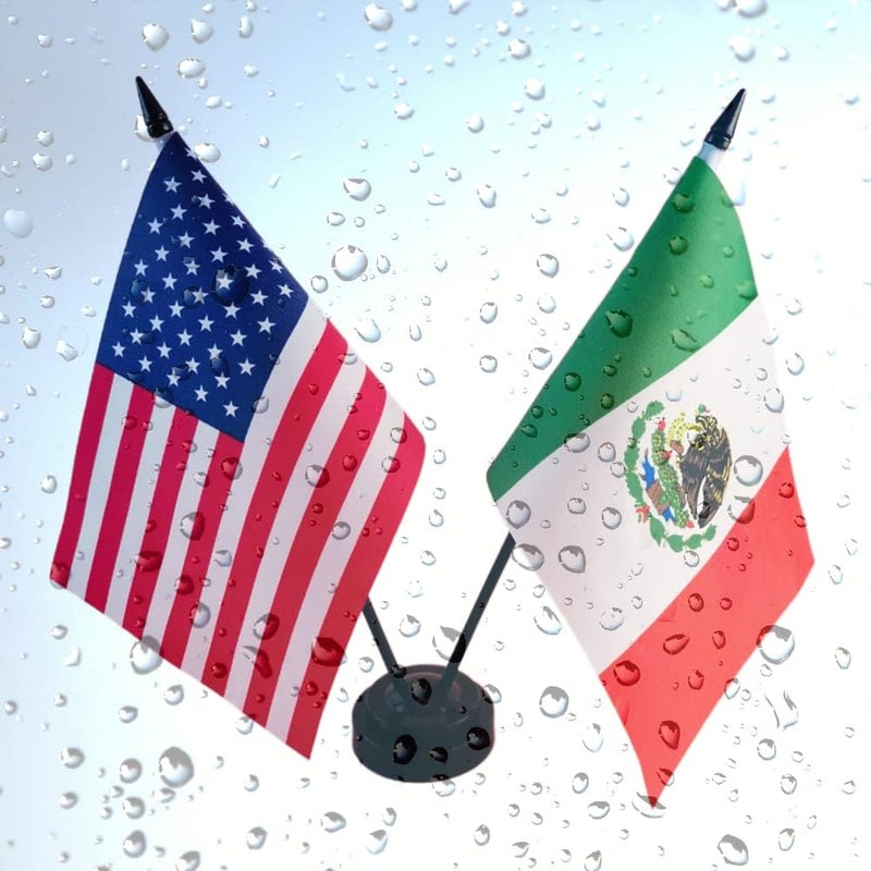 Zigvert US & Mexico Twin Desk Flag Set - Miniature American & Mexican Combination Flag for Room Display - Image 2